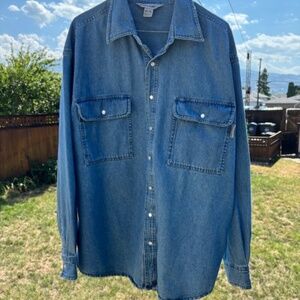 Denim Men's XL Shirt ' Work King " with pearl snap buttons